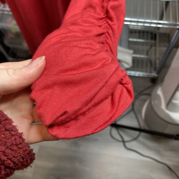 Ashro Women's Red Draped Jersey Maxi Dress Size 18 Batwing Sleeves Boho Flowy - Picture 9 of 11